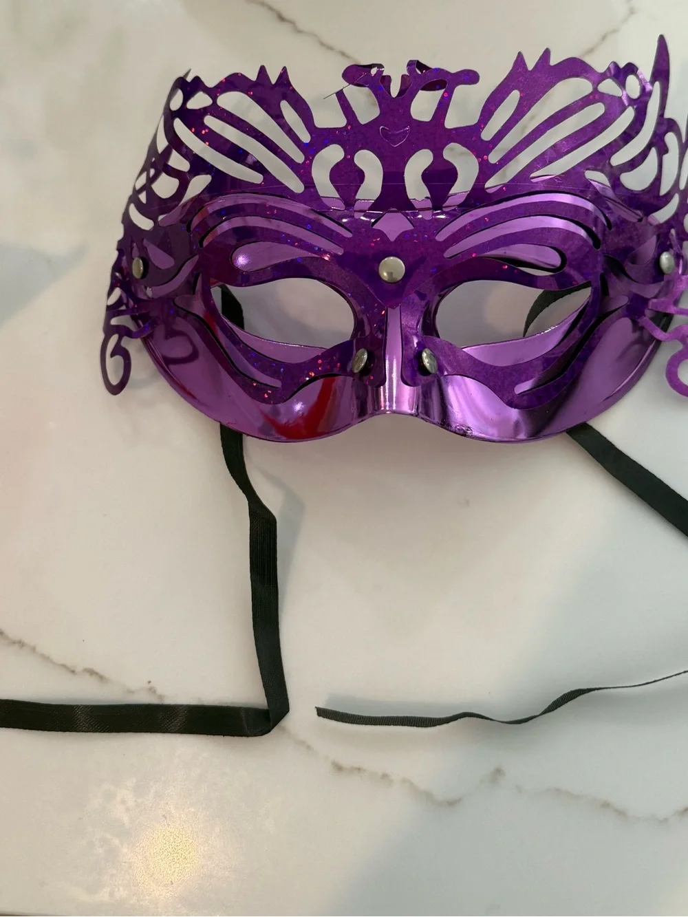 Purple Metallic Lace Eye Mask - Women's Accessory